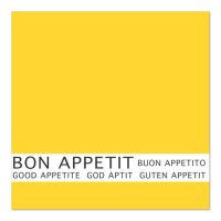 Servietten, 3-lagig 1/4-Falz 33 cm x 33 cm gelb "Bon Appetit"
