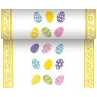 Tischläufer, stoffähnlich, Airlaid 24 m x 40 cm "Coloured Eggs"
