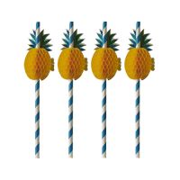 Trinkhalme, Papier Ø 6 mm · 20 cm blau/weiss "Pineapple"