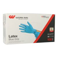 "WORK-INN" Handschuhe, Latex puderfrei blau "Blue Grip" Größe L