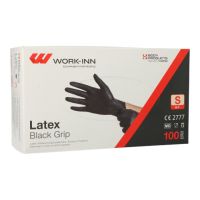 "WORK-INN/PS" Handschuhe, Latex puderfrei "Black Grip" schwarz Größe S