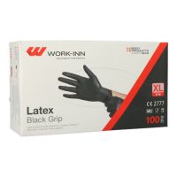 "WORK-INN/PS" Handschuhe, Latex puderfrei "Black Grip" schwarz Größe XL