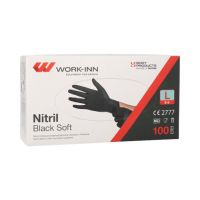 "WORK-INN/PS" Handschuhe, Nitril puderfrei "Black Soft" schwarz Größe L
