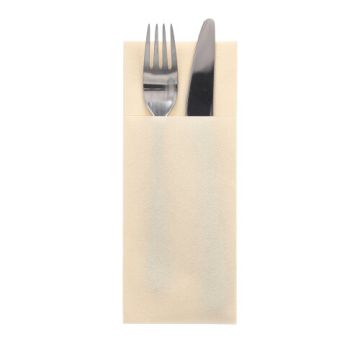Bestecktaschen, Airlaid 40 cm x 33 cm creme mit Besteckfalz