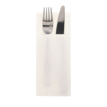 Bestecktaschen, Airlaid 40 cm x 33 cm weiss mit Besteckfalz