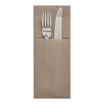 Bestecktaschen, Airlaid 40 cm x 48 cm taupe "Premium" mit Besteckfalz