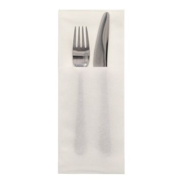 Bestecktaschen, Airlaid 40 cm x 48 cm weiss mit Besteckfalz
