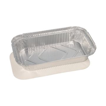 Schalen, Alu + Einlegedeckel, PP-beschichtet eckig 0,65 l 3,4 cm x 13 cm x 22 cm für Lasagne