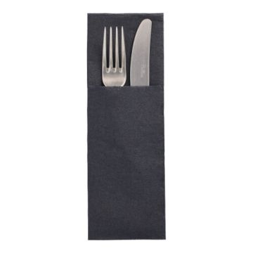 Servietten "DAILY Collection" 48 cm x 30 cm schwarz mit Besteckfalz
