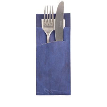 Bestecktaschen 20 cm x 8,5 cm blau inkl. weißer Serviette
