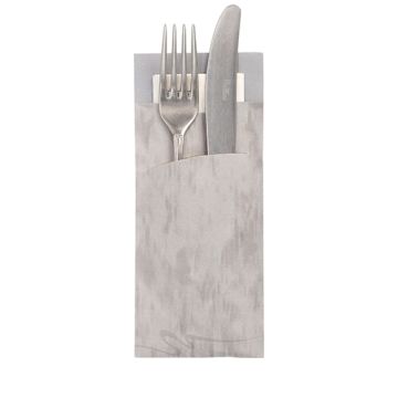 Bestecktaschen 20 cm x 8,5 cm grau inkl. weißer Serviette