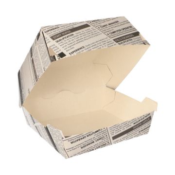 Burgerboxen, Pappe 7,8 cm x 11 cm x 11,5 cm "Newsprint" groß