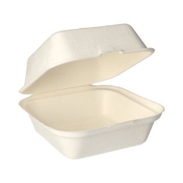 Hamburger-Boxen Zuckerrohr "pure" 8 cm x 14 cm x 15 cm weiss