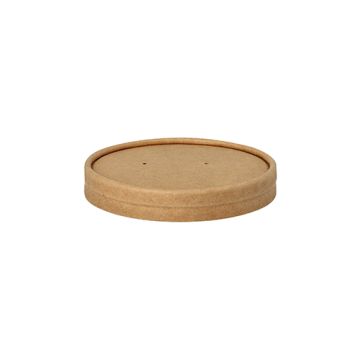 Deckel für Suppenbecher, Pappe rund Ø 9,8 cm · 1,6 cm braun