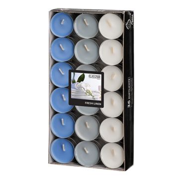"Flavour by GALA" Duftlichte Ø 38 mm · 17 mm weiss - Fresh Linen "Ton in Ton"