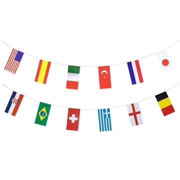 Flaggenkette, Papier 10 m "32 Nations" schwer entflammbar