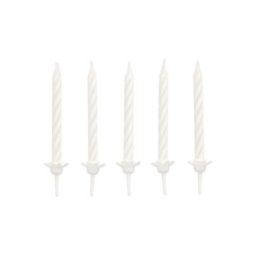 Geburtstagskerzen mit Halter 6 cm weiss