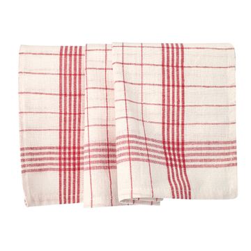 Geschirrtücher 70 cm x 50 cm weiss/rot "Halbleinen"