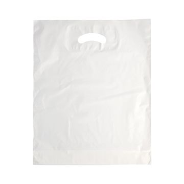 Griffloch-Tragetaschen, HDPE 44 cm x 36 cm x 9 cm weiss