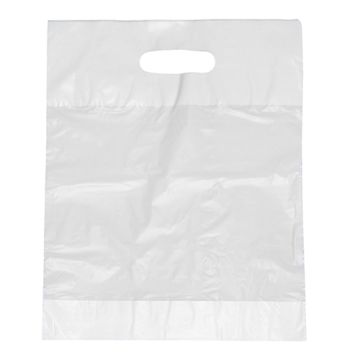 Griffloch-Tragetaschen, HDPE 50 cm x 45 cm x 8 cm weiss