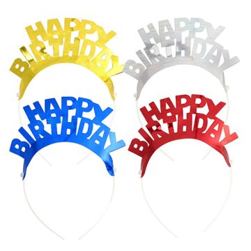 Haarreifen farbig sortiert "Happy Birthday" "Metallic"