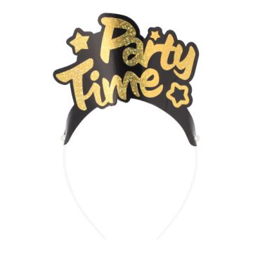 Haarreifen schwarz/gold ""Party Time" "Metallic""