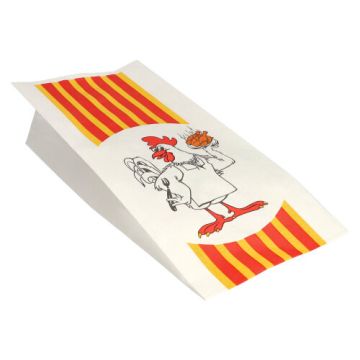Hähnchenbeutel, Papier mit HDPE-Einlage 28 cm x 13 cm x 8 cm "Grillhähnchen" 1/1