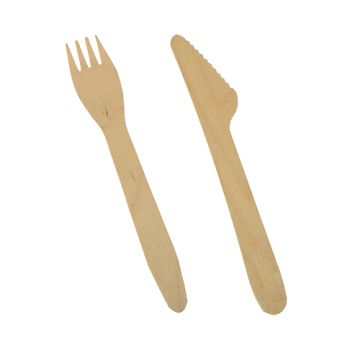 Bestecke, Holz "pure" 16,5 cm (Messer, Gabel)