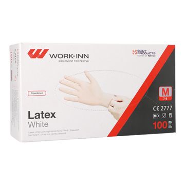 "WORK-INN" Handschuhe, Latex gepudert "White" weiss - natur Größe M