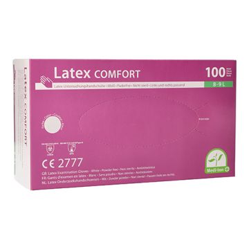 "Medi-Inn PS" Handschuhe, Latex puderfrei "Comfort" weiss - natur Größe L