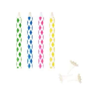 Magic-Kerzen mit Halter 6 cm farbig sortiert