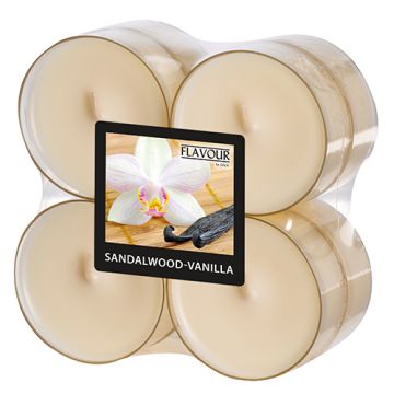 "Flavour by GALA" Maxi Duftlichte Ø 59 mm · 24 mm elfenbein - Sandalwood-Vanilla Polycarbonathülle