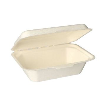 Menüboxen, Zuckerrohr "pure" ungeteilt 6 cm x 18 cm x 12,5 cm weiss