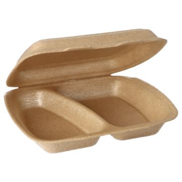 Menüboxen mit Klappdeckel, XPP 2-geteilt 7 cm x 20,5 cm x 24 cm beige