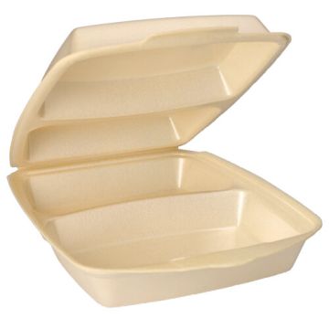 Menüboxen mit Klappdeckel, XPS 2-geteilt 7,5 cm x 22 cm x 28,5 cm beige laminiert