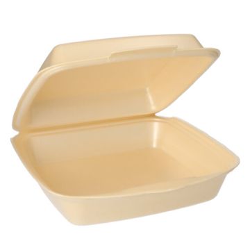 Menüboxen mit Klappdeckel, XPS ungeteilt 7,5 cm x 22,5 cm x 22 cm beige laminiert
