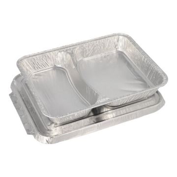 Menüschalen + Deckel, Alu 2-geteilt 0,83 l 3 cm x 17,7 cm x 22,5 cm