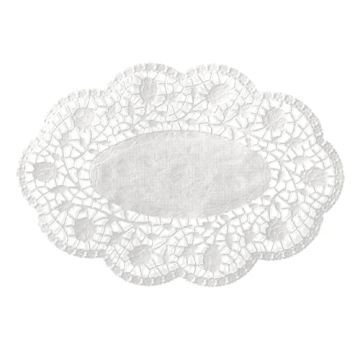 Mokkadeckchen oval 18 cm x 13 cm weiss