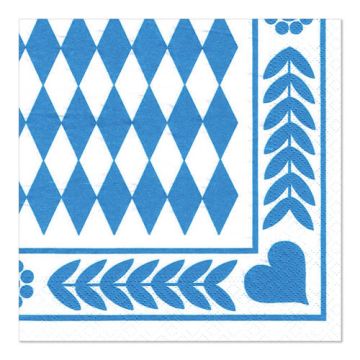 Servietten, 3-lagig 1/4-Falz 33 cm x 33 cm "Bayrisch Blau"