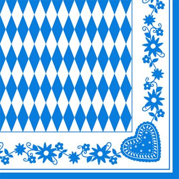 Servietten, 3-lagig 1/4-Falz 40 cm x 40 cm "Bayrisch Blau"