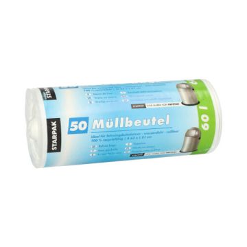 Müllbeutel, HDPE 60 l 81 cm x 63 cm weiss