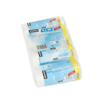 Müllbeutel mit Tragegriffen, HDPE 10 l 42 cm x 39,5 cm transparent
