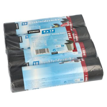 Auskleidesäcke für Mülltonnen 240 l 135 cm x 120 cm schwarz