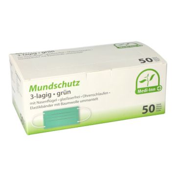 "Medi-Inn" Mundschutz Type II 3-lagig 9 cm x 17,5 cm grün mit Nasenbügel