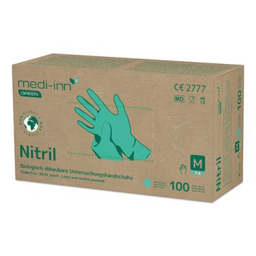 "Medi-Inn GREEN" Handschuhe, Nitril puderfrei grün Größe M, biologisch abbaubar