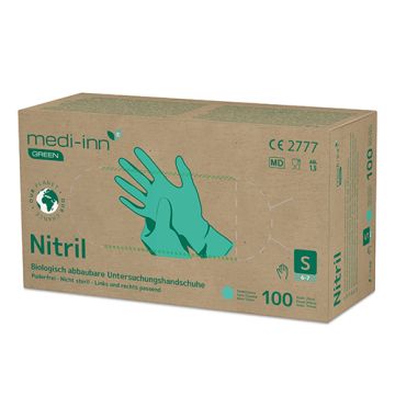 "Medi-Inn GREEN" Handschuhe, Nitril puderfrei grün Größe S, biologisch abbaubar