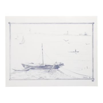 Tischsets, Papier 30 cm x 40 cm weiss "Ruderboot"