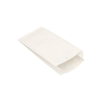Papierfaltenbeutel, Cellulose, gefädelt 21 cm x 10 cm x 5 cm weiss Füllinhalt 0,5 kg