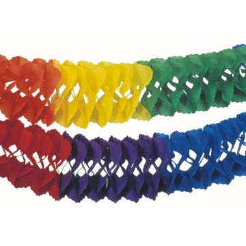 Großraumgirlande, Papier Ø 25 cm · 10 m "Rainbow" schwer entflammbar