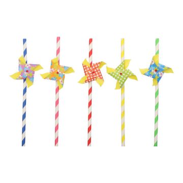 Trinkhalme, Papier Ø 6 mm · 20 cm farbig sortiert "Windmill"